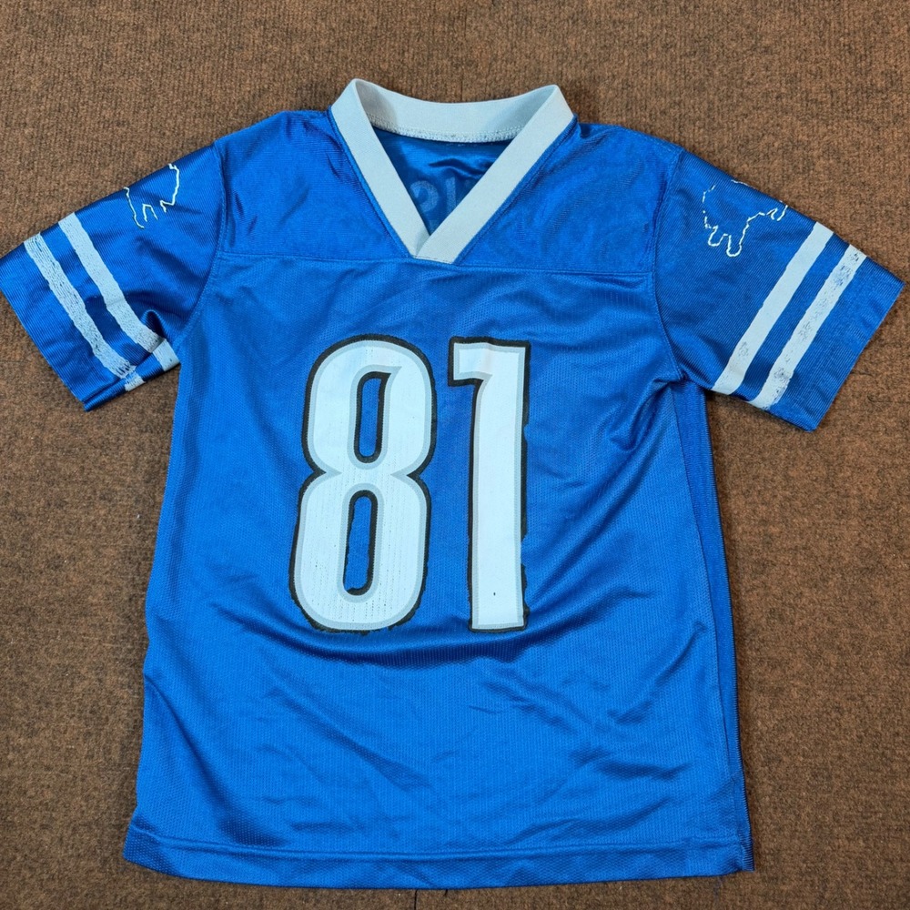 Detroit Lions Calvin Johnson Jersey Kids Boys Blue Football 81 Size M 8-10